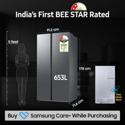 Samsung 653 LTR 2 STAR FROST FREE DOUBLE DOOR SIDE BY SIDE REFRIGERATOR RS76CG80X0S9HL REFINED INOX