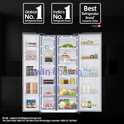 Samsung 653 LTR 2 STAR FROST FREE DOUBLE DOOR SIDE BY SIDE REFRIGERATOR RS76CG80X0S9HL REFINED INOX