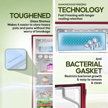 Haier 190 LTR 2 STAR DIRECT COOL REFRIGERATOR HRD-2102CRV-P RED VOILA FINISH