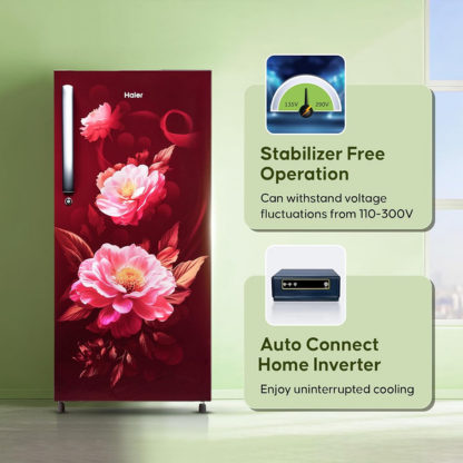 Haier 190 LTR 2 STAR DIRECT COOL REFRIGERATOR HRD-2102CRV-P RED VOILA FINISH