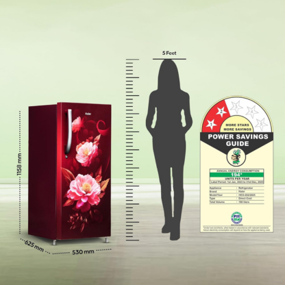 Haier 190 LTR 2 STAR DIRECT COOL REFRIGERATOR HRD-2102CRV-P RED VOILA FINISH