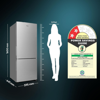 Haier 300 LTR 2 STAR FROST FREE DOUBLE DOOR REFRIGERATOR HRB-3502BS-P BRUSHLINE SILVER