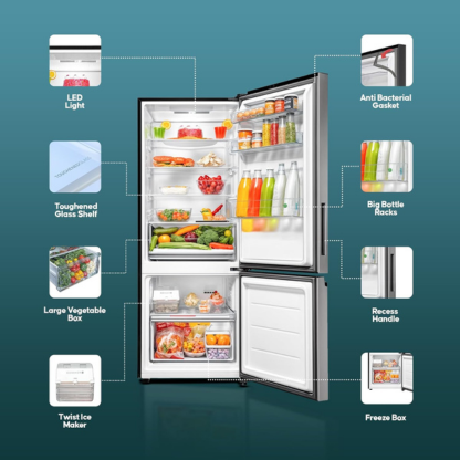 Haier 300 LTR 2 STAR FROST FREE DOUBLE DOOR REFRIGERATOR HRB-3502BS-P BRUSHLINE SILVER